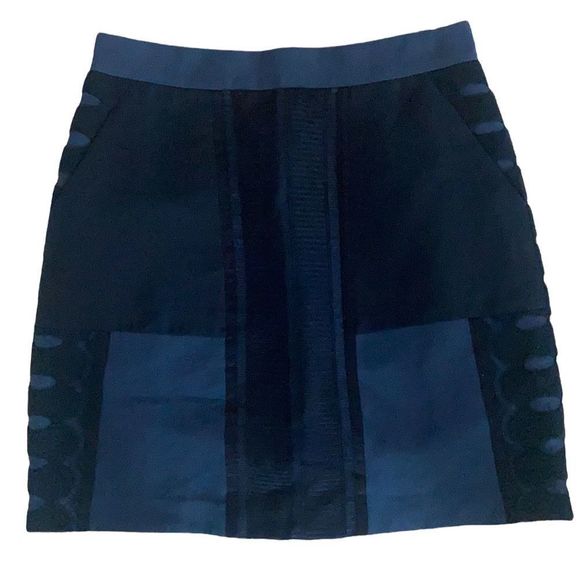3.1 Philip Lim Women's Silk Navy and Black Mini Skirt With Pockets Womens Size 6 - Picture 1 of 8